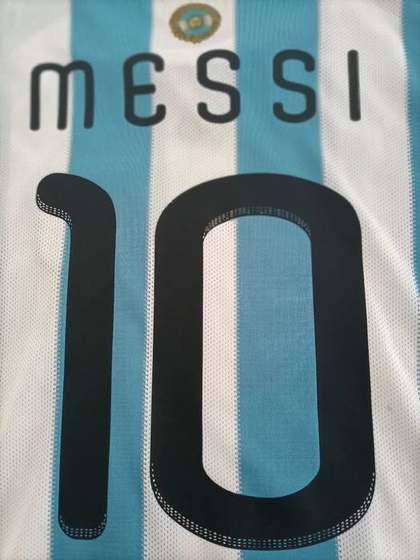 Argentina jersey Messi 10 name closeup
