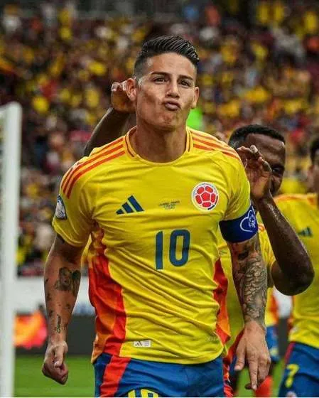 James Rodriguez wearing Colombia 2024 Copa America Home Kit