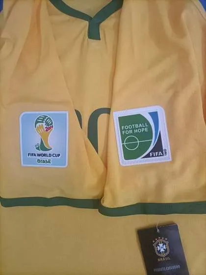 Brazil jersey World Cup Brasil 2014 and Football for Hope patches