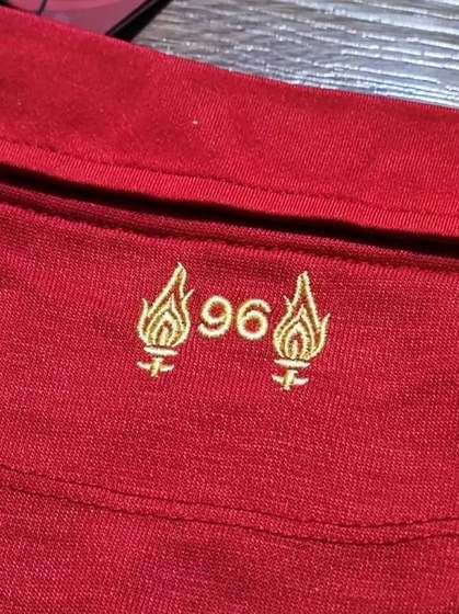 Liverpool jersey 96 memorial embroidery detail