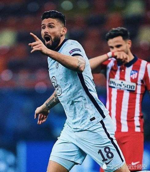 Olivier Giroud wearing Chelsea 2020-21 away kit in match